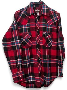 Vintage Wrangler Flannel Plaid Western shirt size Small